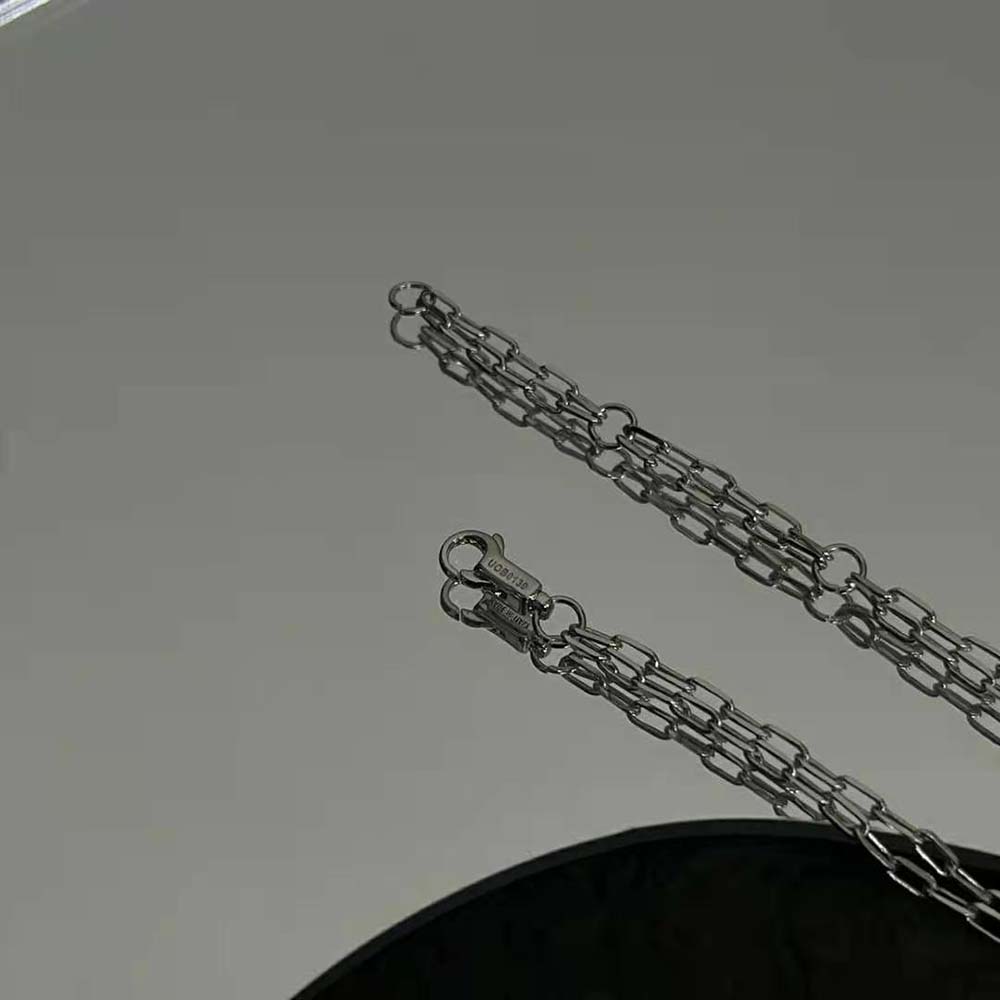 Celine Women Triomphe Folk Tie Long Necklace in Brass with Rhodium Finish - image 5