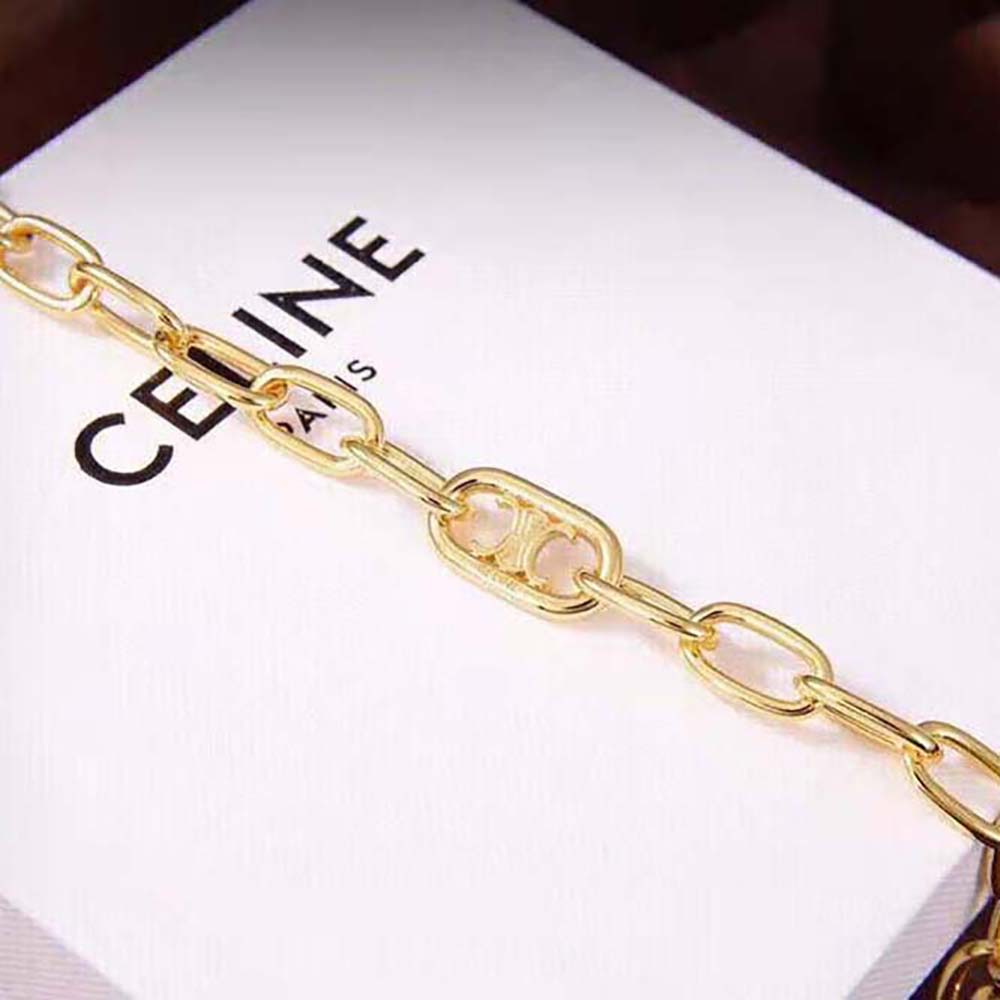 Celine Women Triomphe Link Necklace in Brass with Gold Finish - image 5