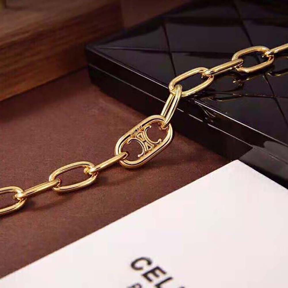 Celine Women Triomphe Link Necklace in Brass with Gold Finish - image 6