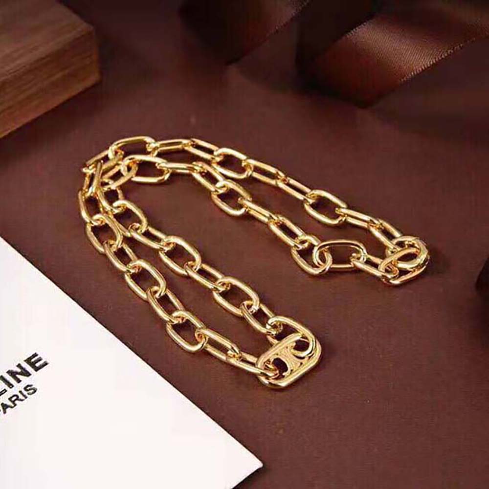 Celine Women Triomphe Link Necklace in Brass with Gold Finish - image 4
