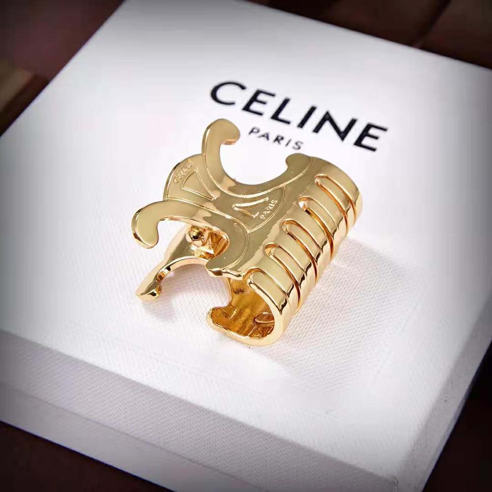 Celine Women Triomphe Medium Hair Claw in Zamak and Steel with Gold Finish - image 5