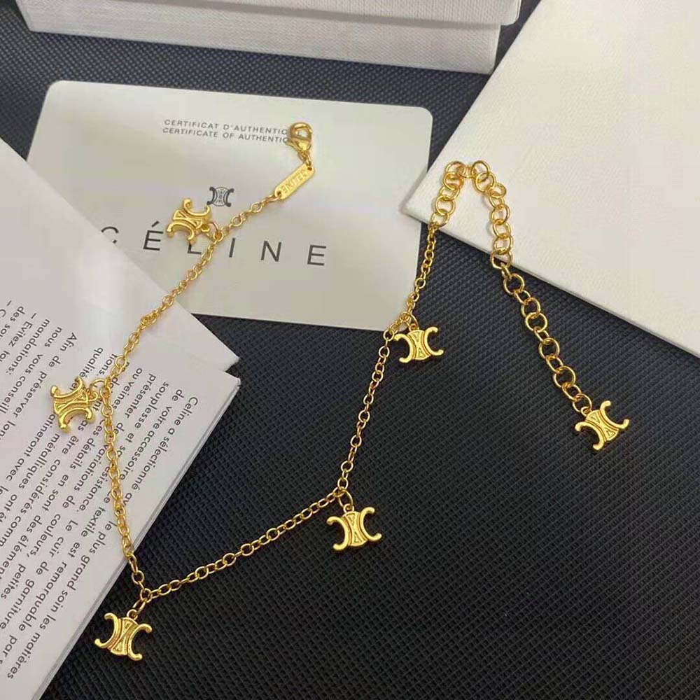 Celine Women Triomphe Mini Triomphe Bracelet in Brass with Gold Finish - image 6
