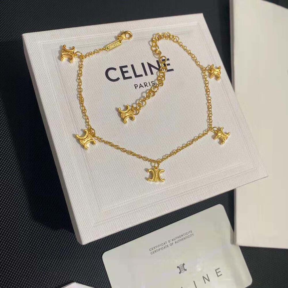 Celine Women Triomphe Mini Triomphe Bracelet in Brass with Gold Finish - image 5