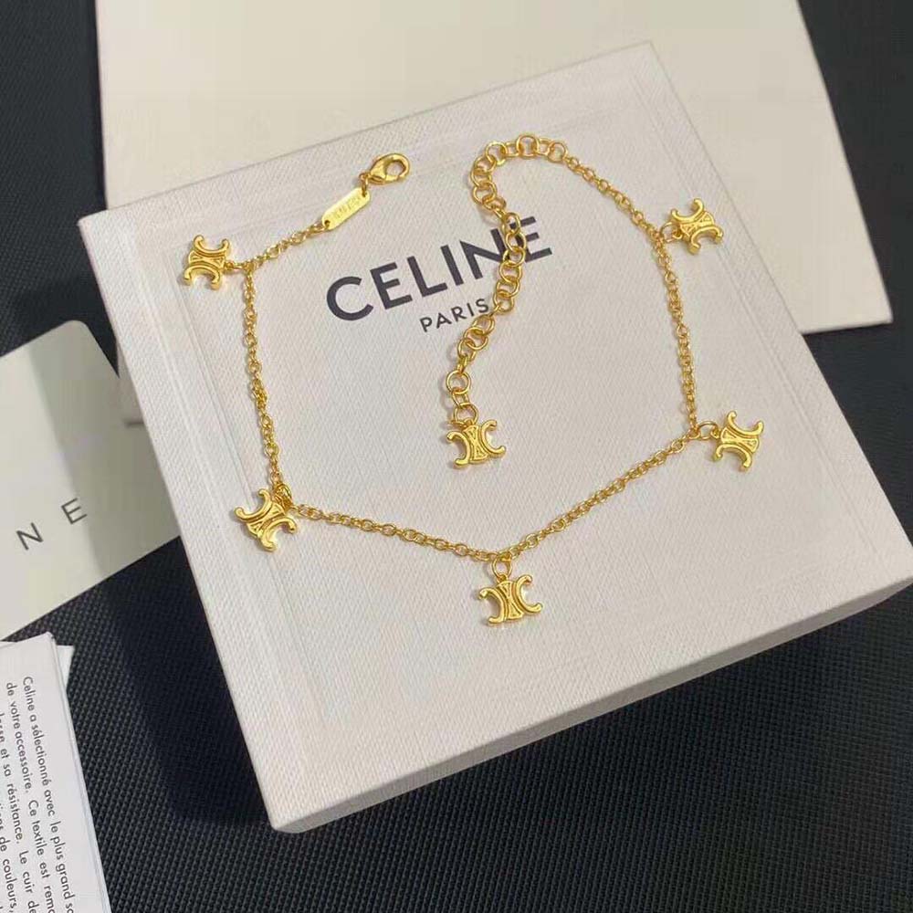 Celine Women Triomphe Mini Triomphe Bracelet in Brass with Gold Finish - image 4