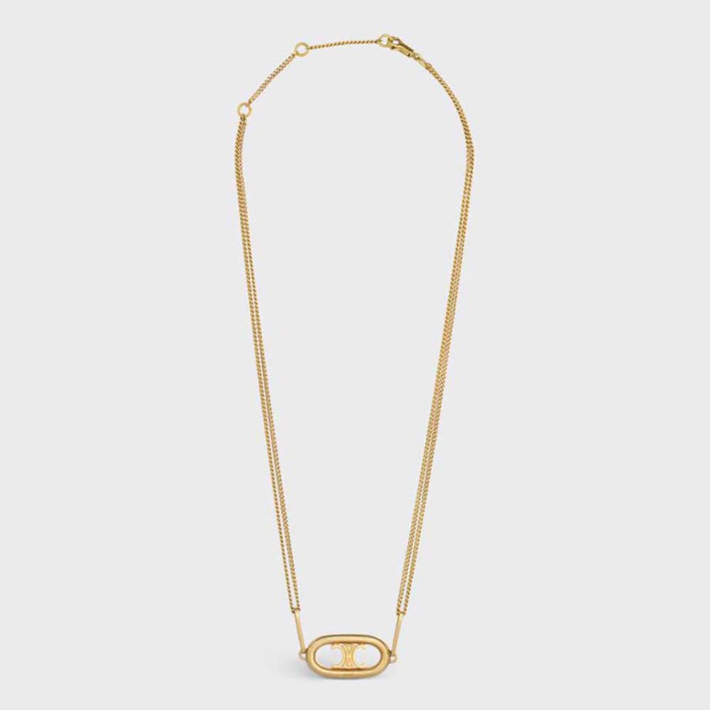 Front view of Celine Women Triomphe Necklace in Gold Brass