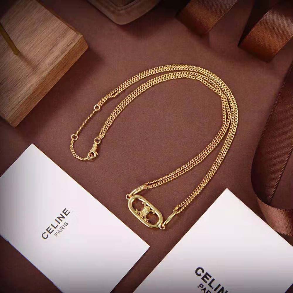 Celine Women Triomphe Necklace in Gold Brass - image 4