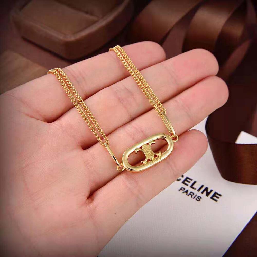 Celine Women Triomphe Necklace in Gold Brass - image 7