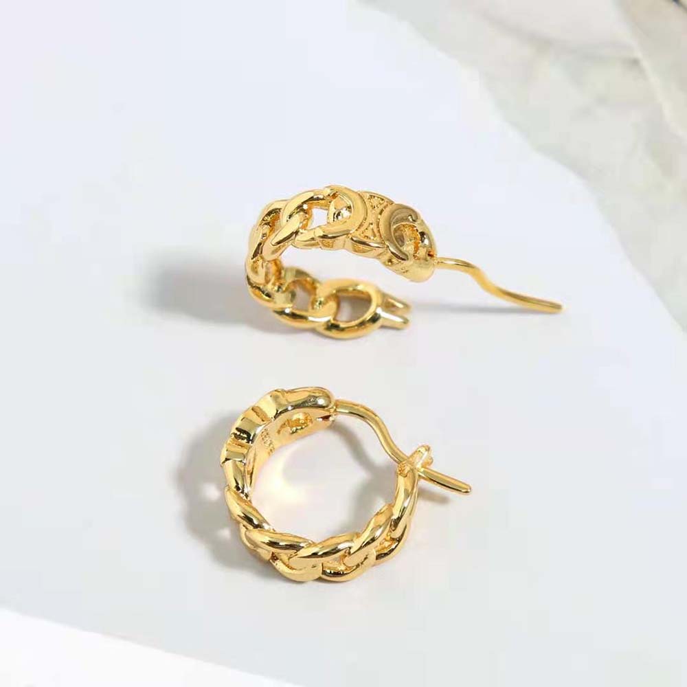 Celine Women Triomphe Small Gourmette Hoops in Brass with Gold Finish - image 4