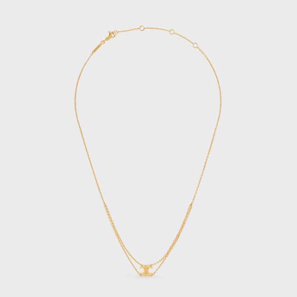 Front view of Celine Women Triomphe Suspended Necklace in gold finish