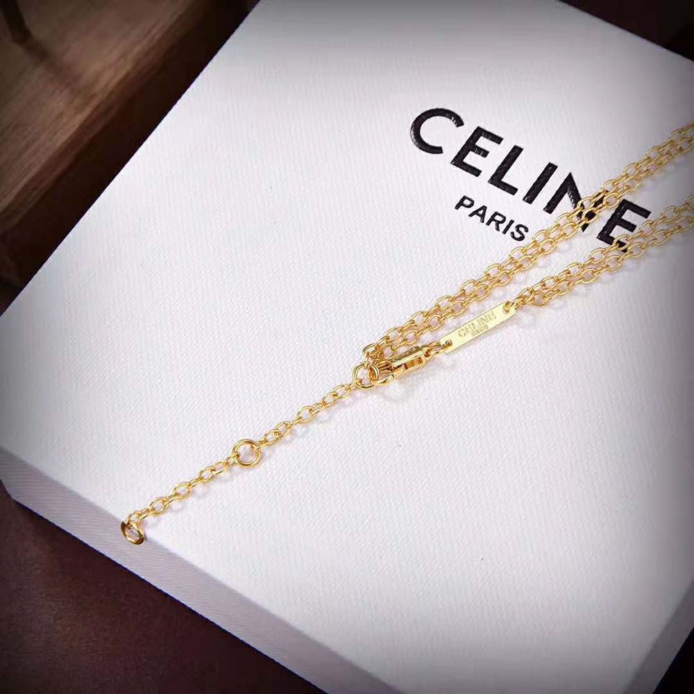 Celine Women Triomphe Suspended Necklace in Brass with Gold Finish - image 7