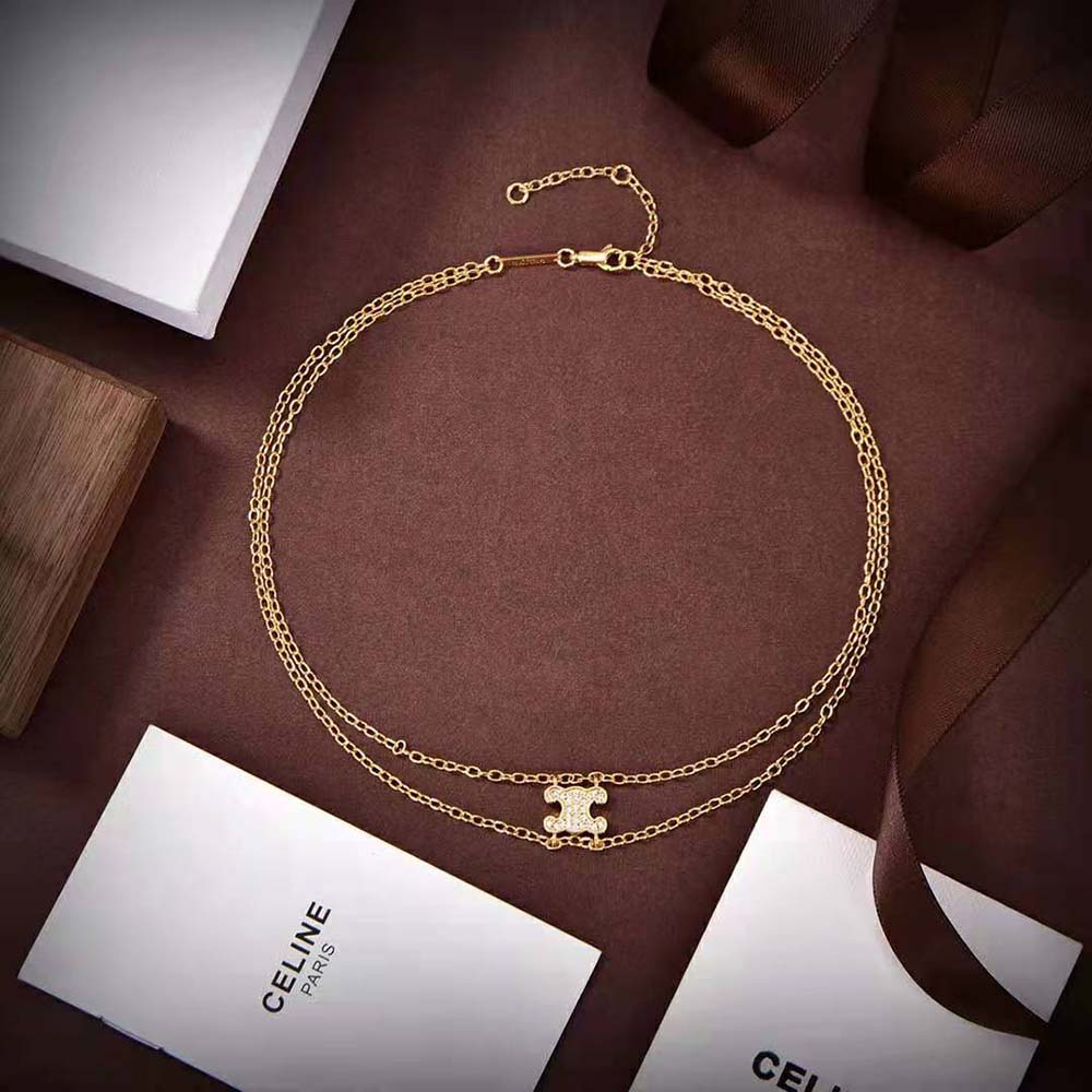 Close-up of the Triomphe pendant detail on Celine Women Suspended Necklace