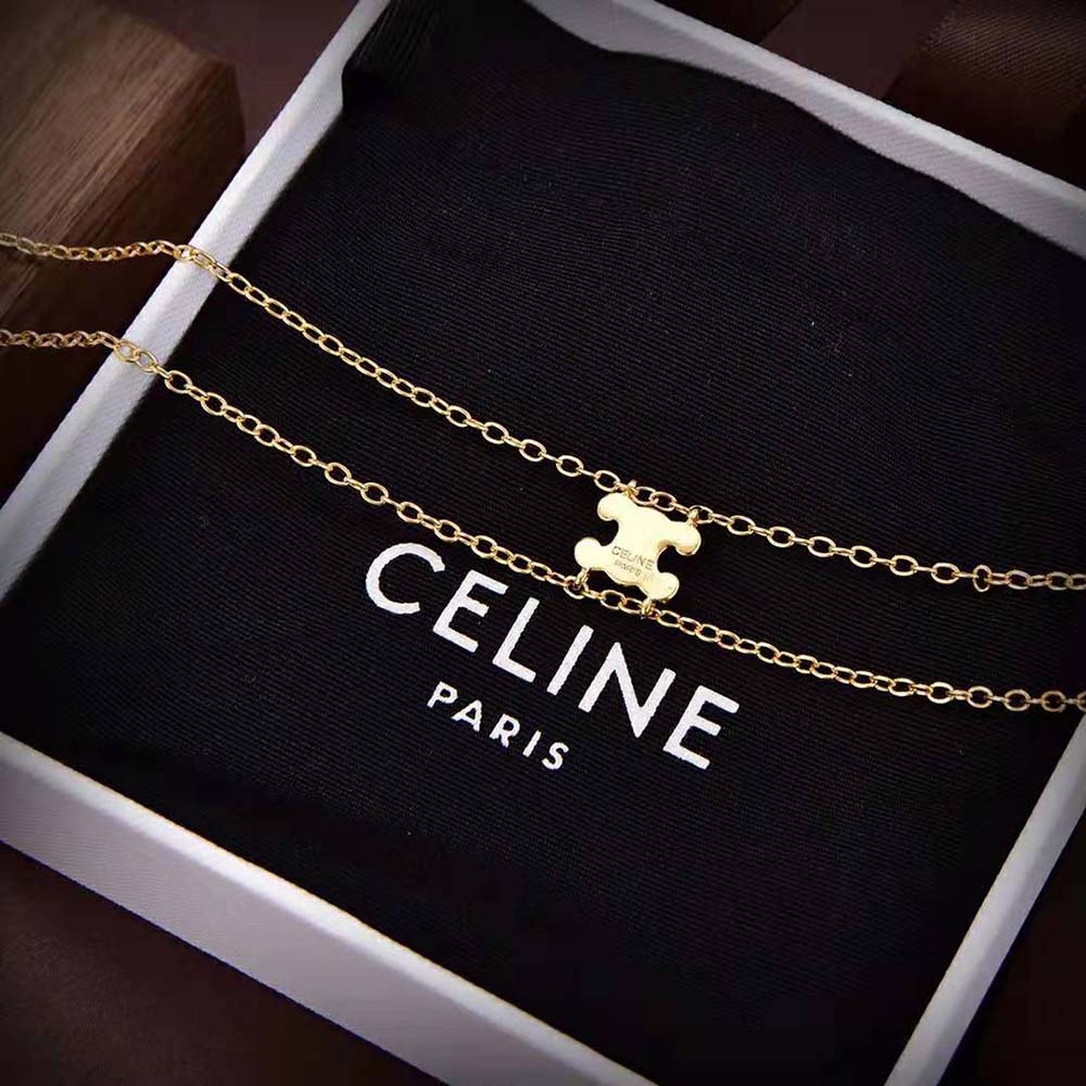 Celine Women Triomphe Suspended Necklace in Brass with Gold Finish - image 6