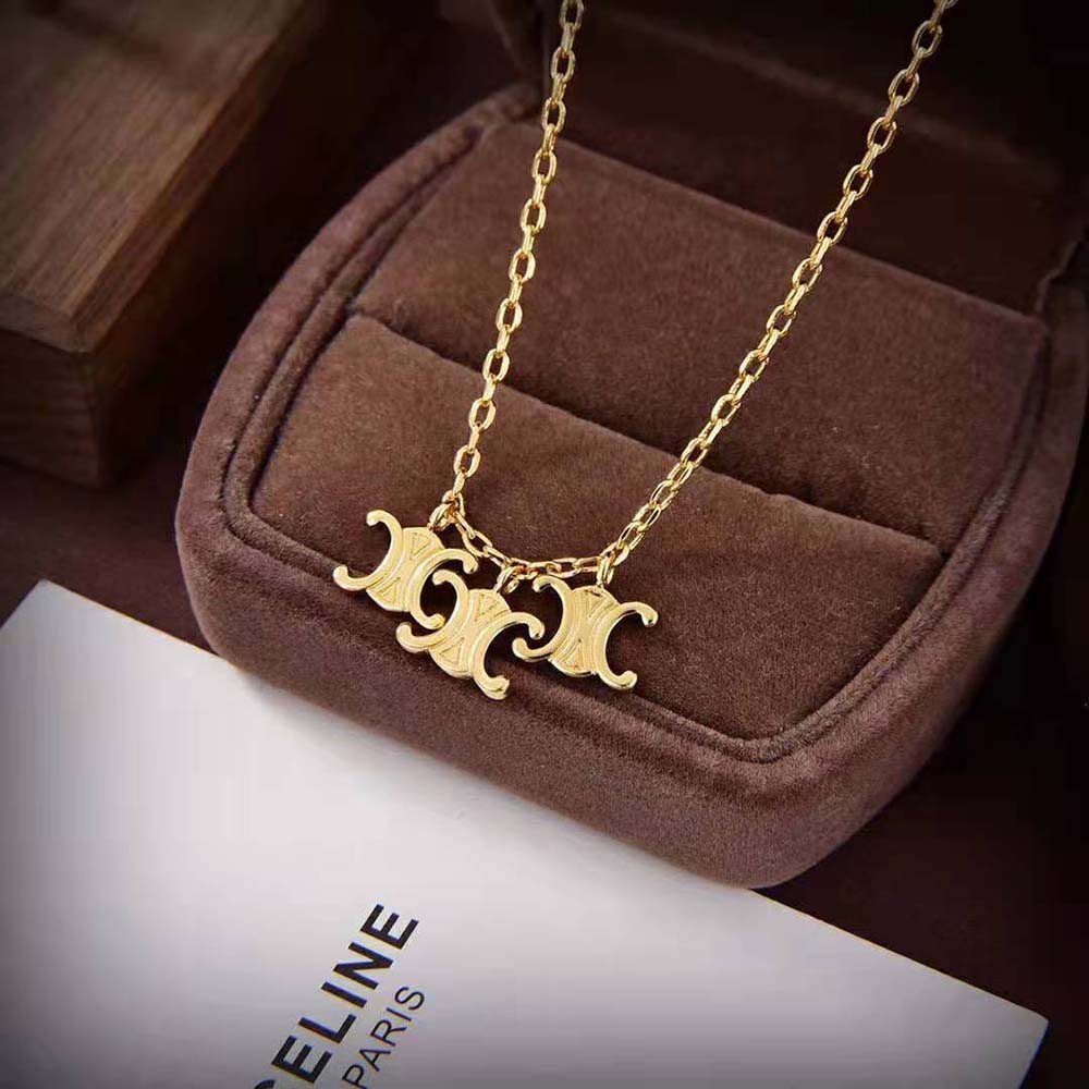 Celine Women Triomphe Trio Necklace in Brass with Gold Finish - image 7