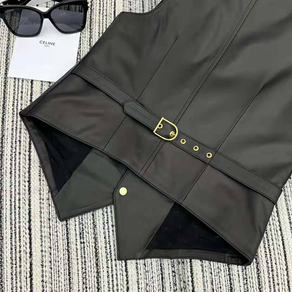 Celine Men Waistcoat in Soft Lambksin-Black - image 8