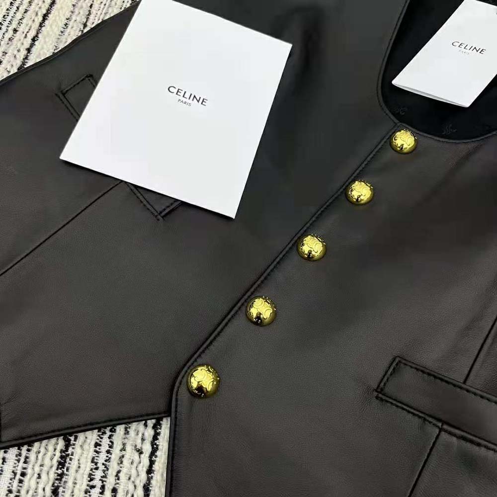 Celine Men Waistcoat in Soft Lambksin-Black - image 9