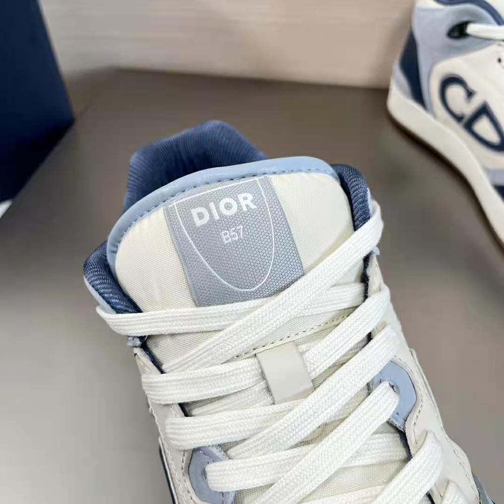 Dior Men B57 Mid-Top Sneaker Navy Blue and Cream Smooth Calfskin with Gray Suede - image 6