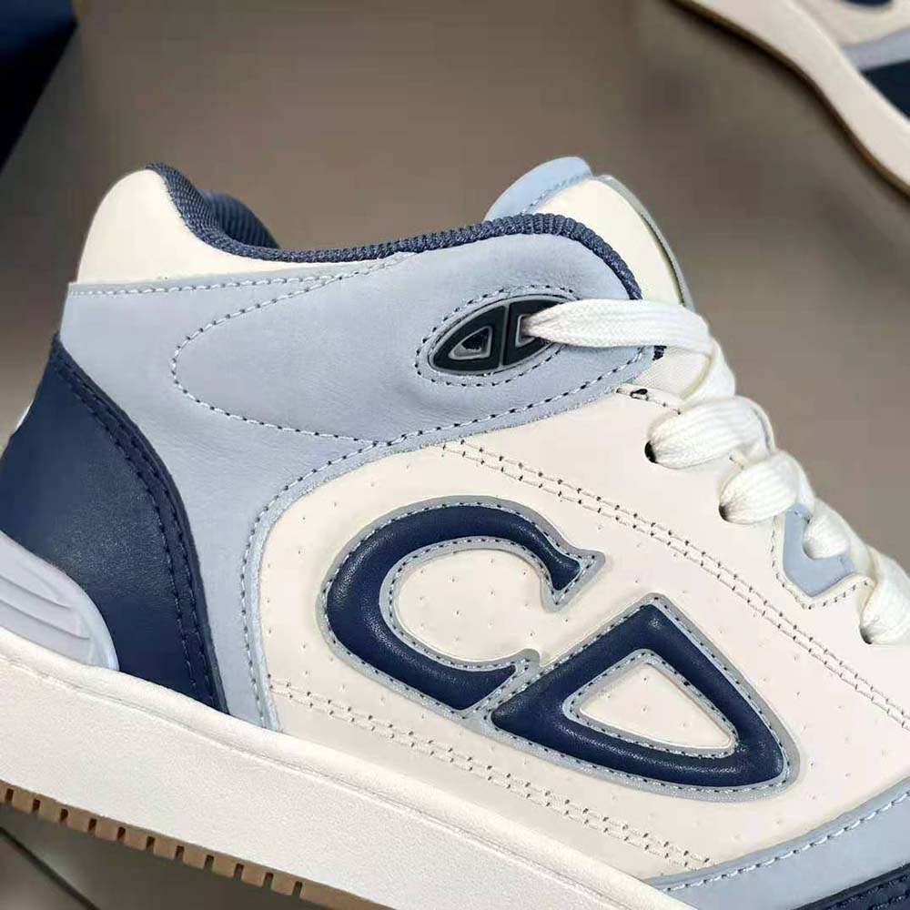 Dior Men B57 Mid-Top Sneaker Navy Blue and Cream Smooth Calfskin with Gray Suede - image 8
