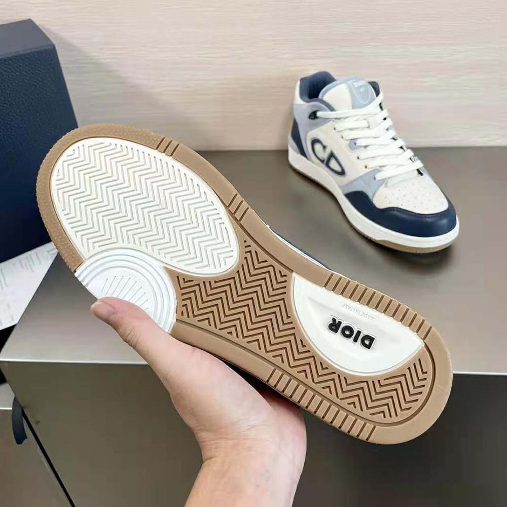 Dior Men B57 Mid-Top Sneaker Navy Blue and Cream Smooth Calfskin with Gray Suede - image 10