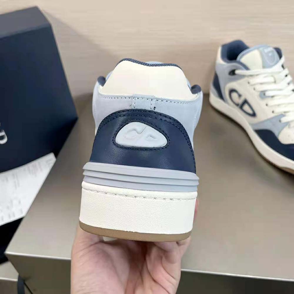 Dior Men B57 Mid-Top Sneaker Navy Blue and Cream Smooth Calfskin with Gray Suede - image 9