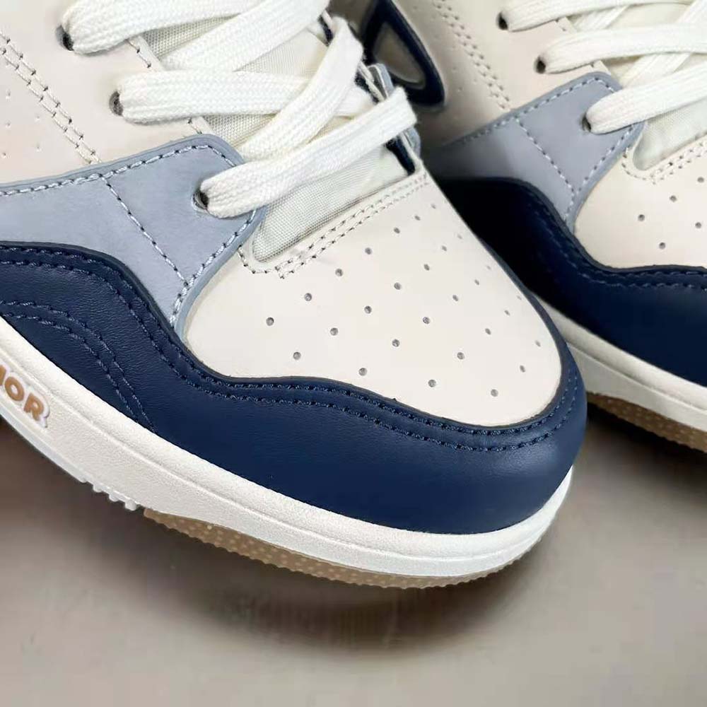Dior Men B57 Mid-Top Sneaker Navy Blue and Cream Smooth Calfskin with Gray Suede - image 7