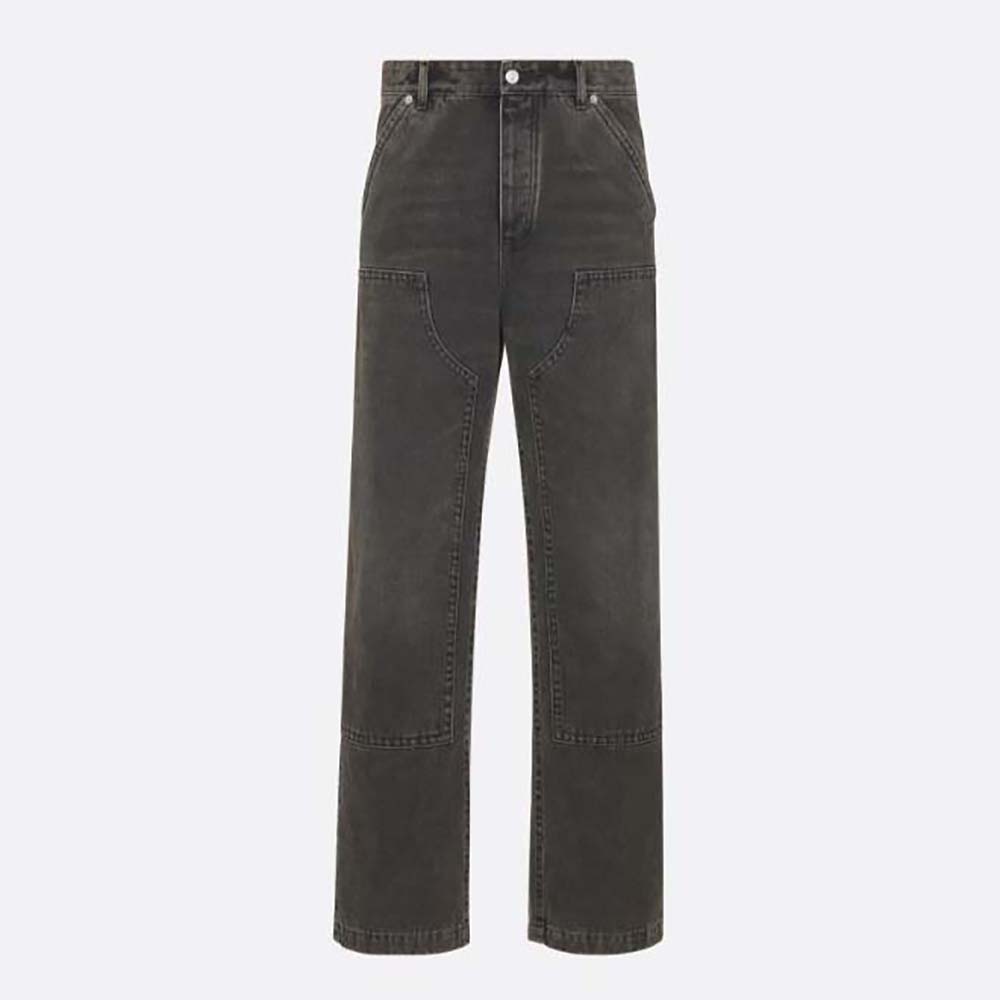 Front view of Dior Men Carpenter Jeans Black Cotton Twill