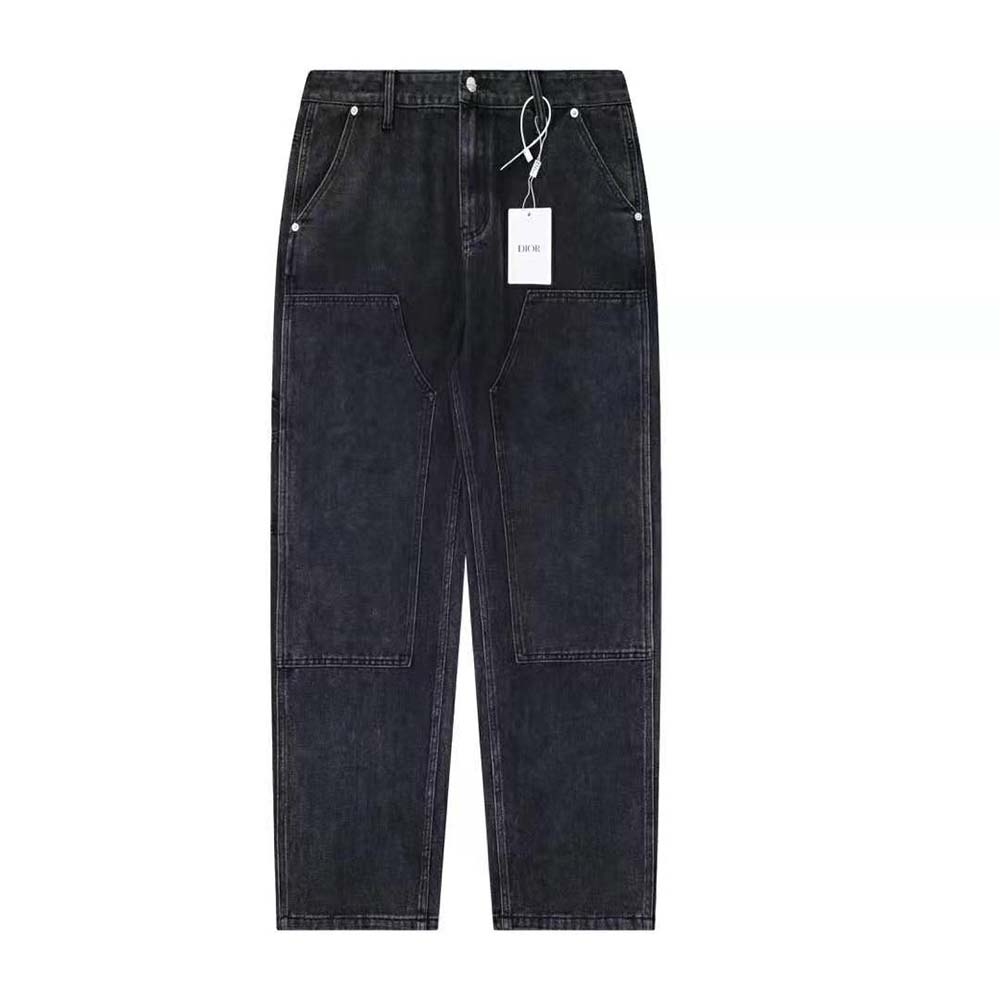 Close-up of signature metal rivets on Dior Men Carpenter Jeans