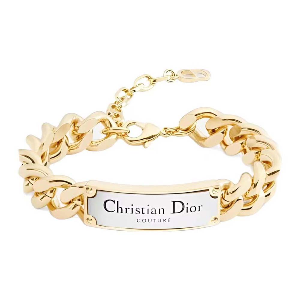 Close-up of Dior Men Christian Dior Couture Chain Link Bracelet gold and silver clasp