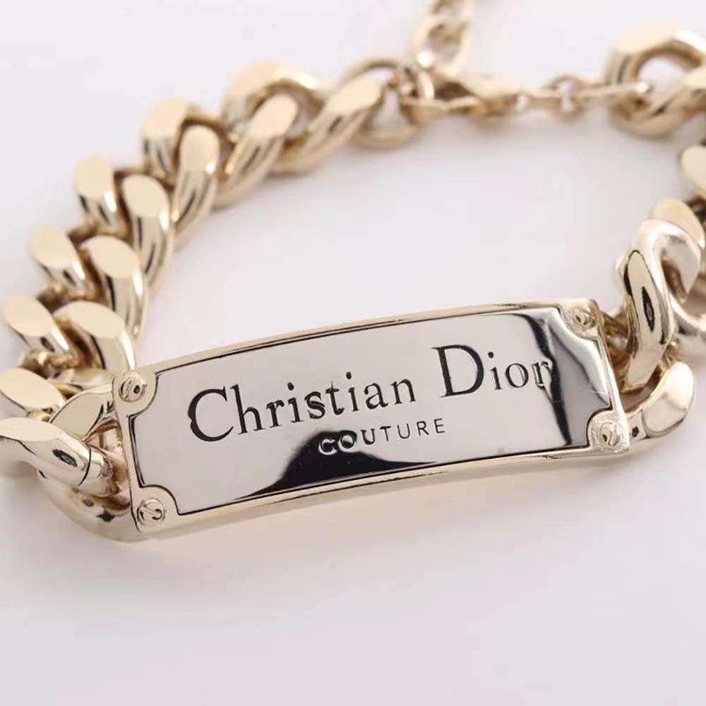 Dior Men Christian Dior Couture Chain Link Bracelet Gold and Silver-Finish Brass - image 4