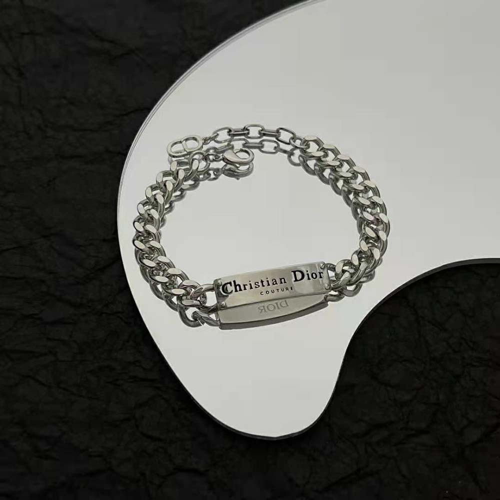 Wrist shot featuring Dior Men Christian Dior Couture Chain Link Bracelet silver brass