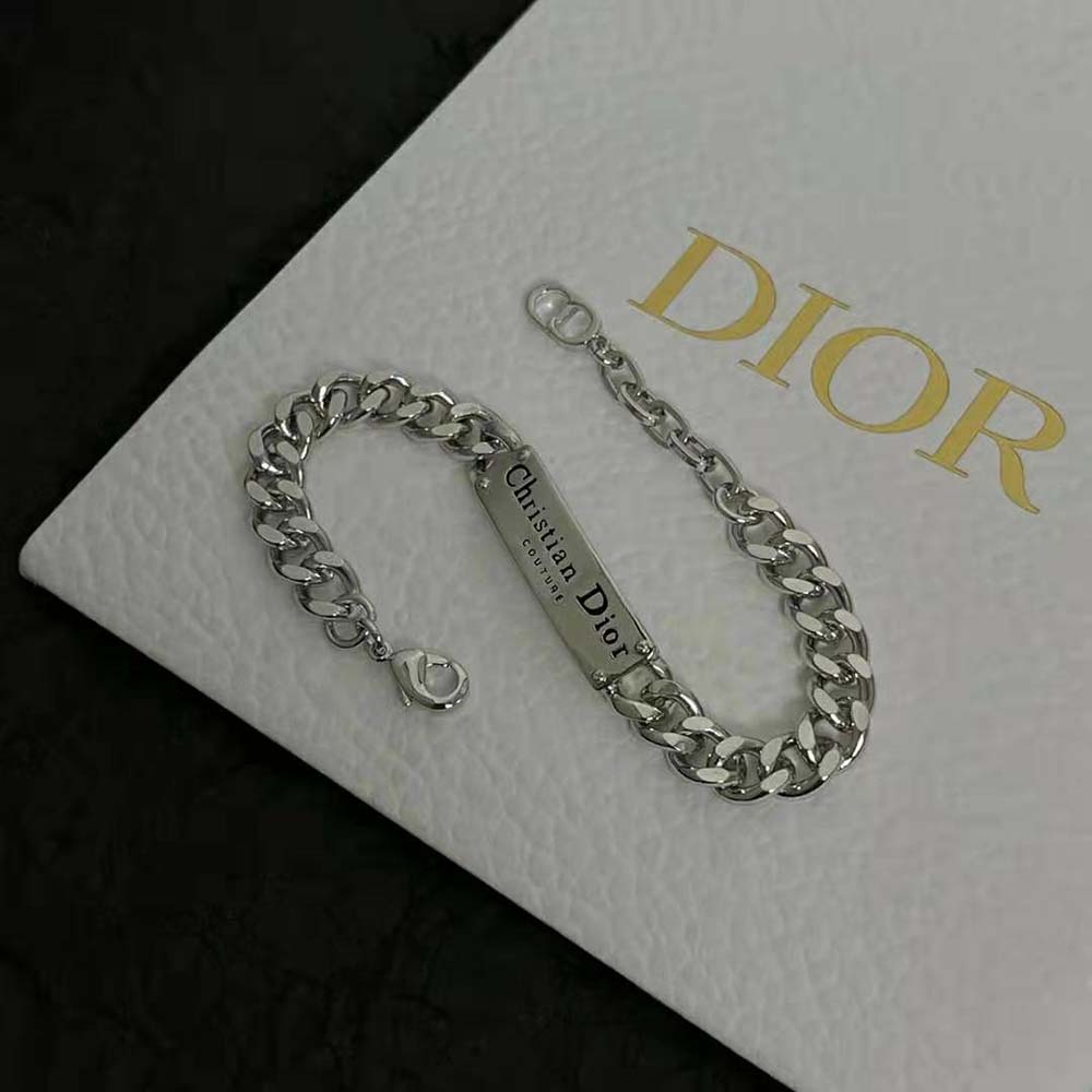 Dior Men Christian Dior Couture Chain Link Bracelet Silver-Finish Brass - image 5