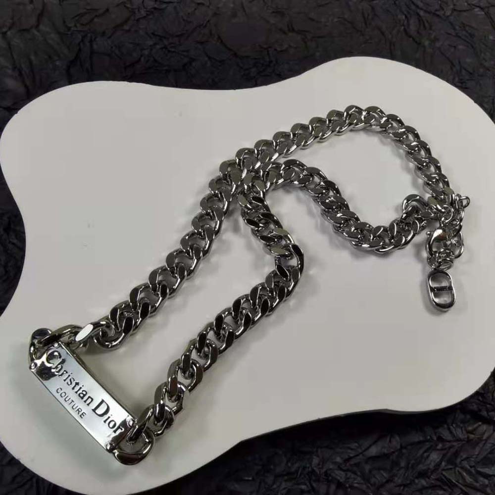 Dior Men Christian Dior Couture Chain Link Necklace Silver-Finish Brass - image 6