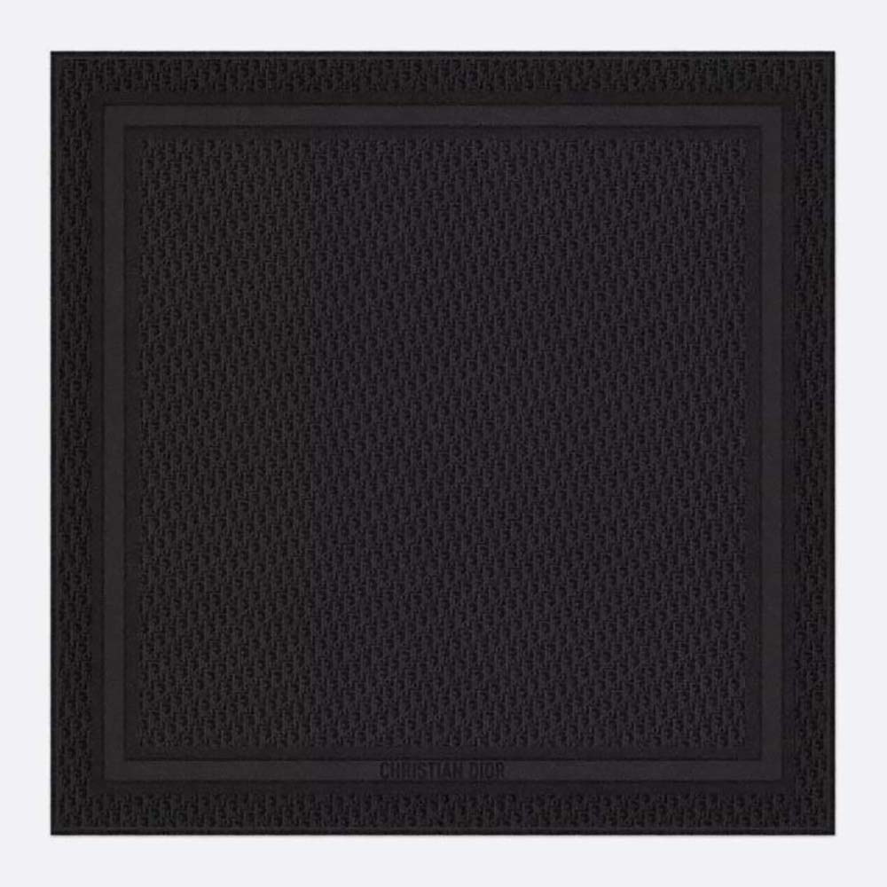 Front view of Dior Unisex Oblique Shawl Black Silk Blend with Metallic Thread