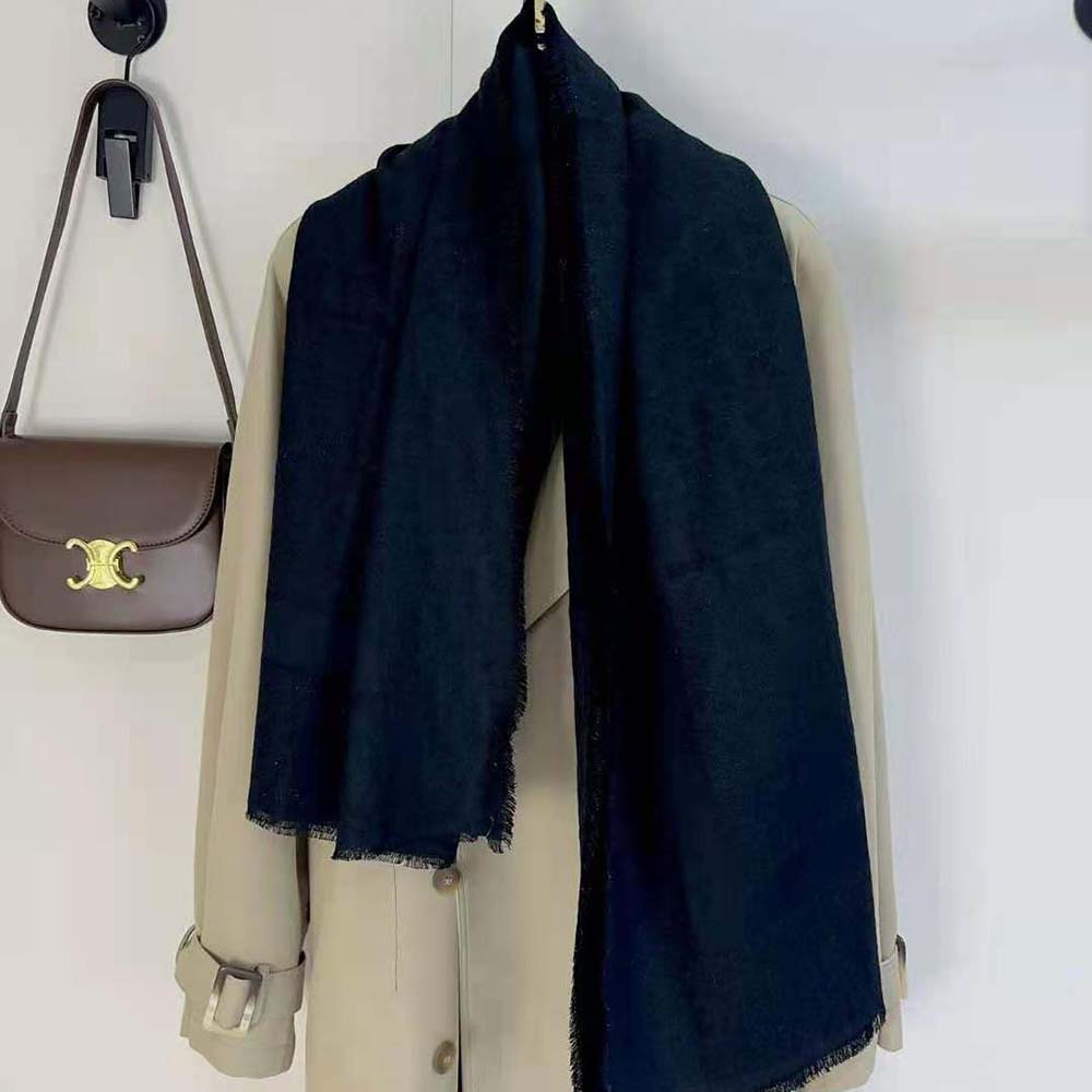 Dior Unisex Oblique Shawl Black Silk Blend with Metallic Thread - image 4
