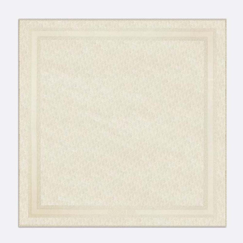 Front view of Dior Unisex Oblique Shawl Gold-Tone Silk Blend and Metallic Thread
