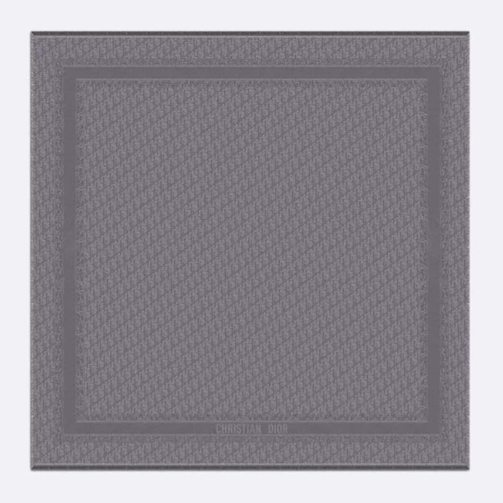 Front view of Dior Unisex Oblique Shawl Gray Silk Blend draped elegantly