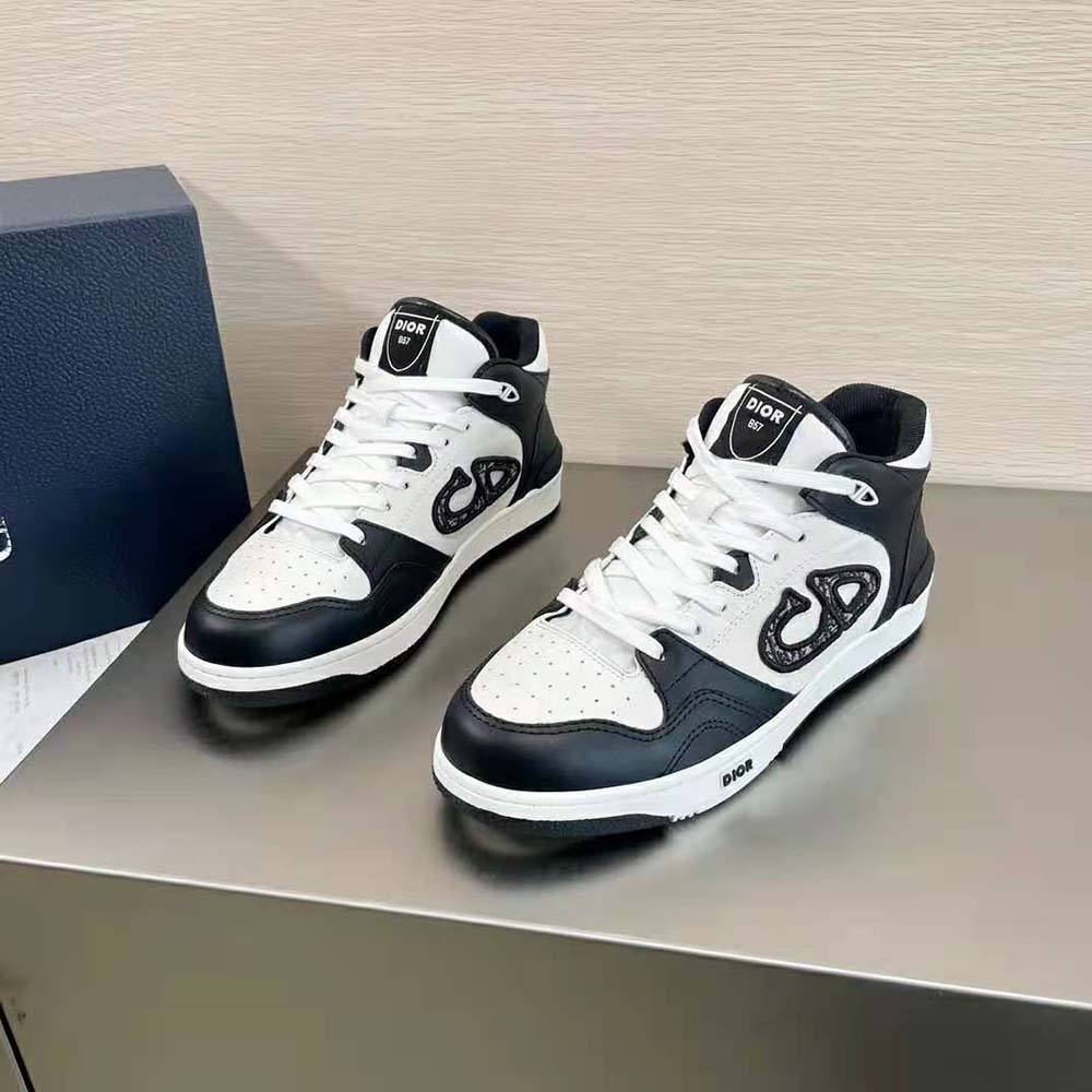 Top view showing laces and signature Dior detail on B57 Mid-Top Sneaker