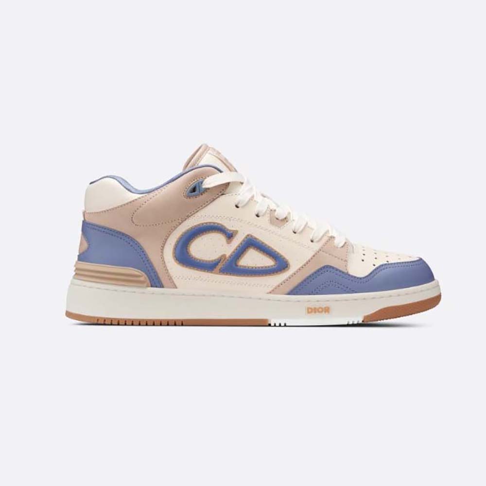 Side view of Dior Men B57 Mid-Top Sneaker Blue and Cream details