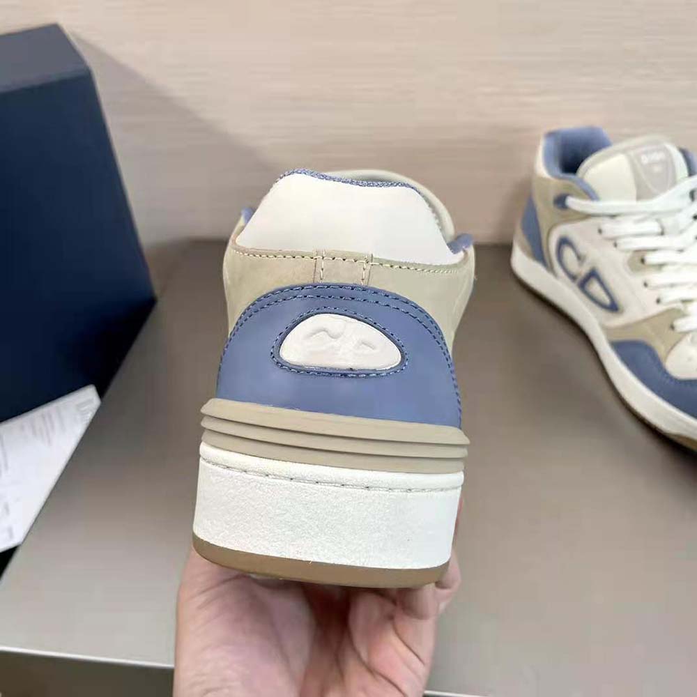 Dior Men B57 Mid-Top Sneaker Blue and Cream Smooth Calfskin and Beige Suede - image 9