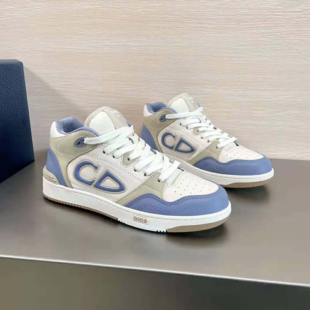 Dior Men B57 Mid-Top Sneaker Blue and Cream Smooth Calfskin and Beige Suede - image 4