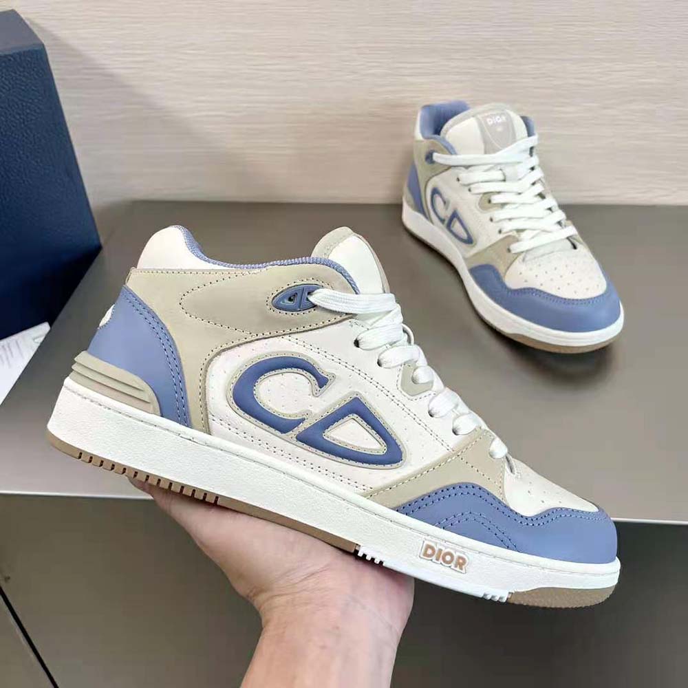 Dior Men B57 Mid-Top Sneaker Blue and Cream Smooth Calfskin and Beige Suede - image 5