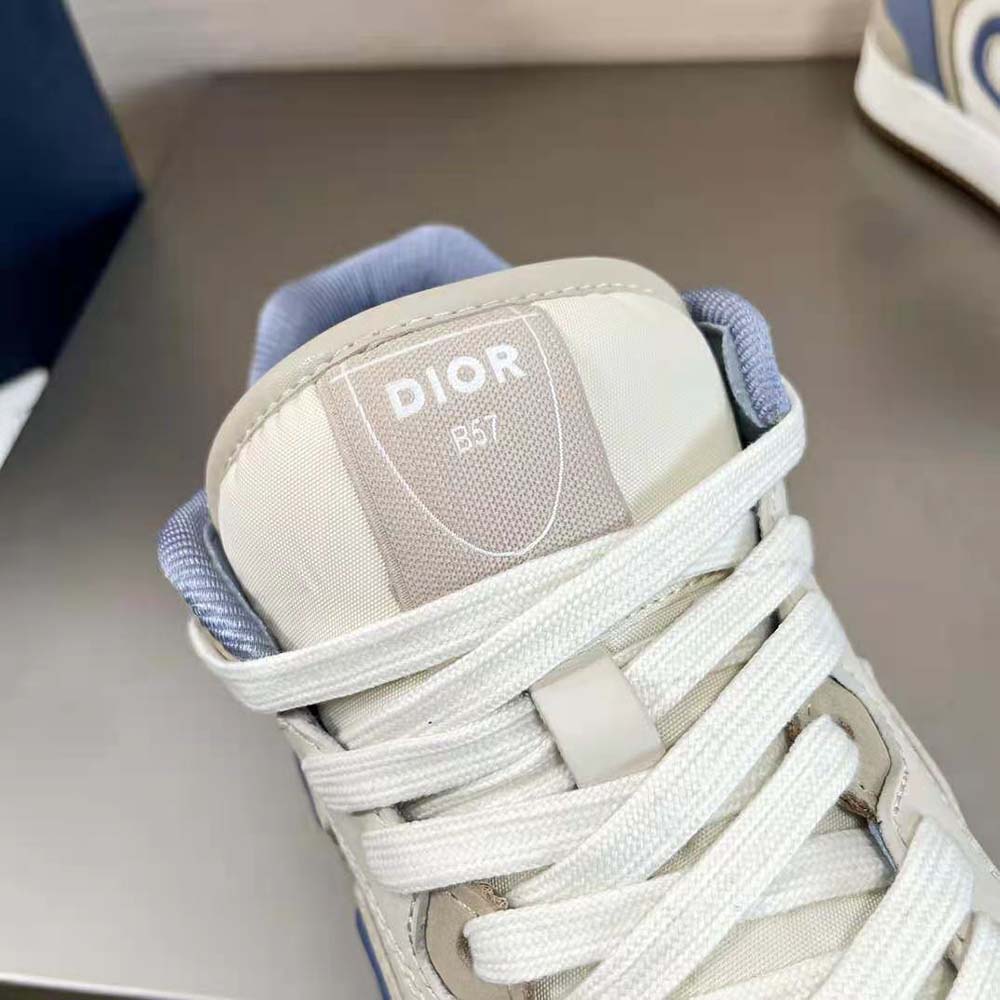 Dior Men B57 Mid-Top Sneaker Blue and Cream Smooth Calfskin and Beige Suede - image 8