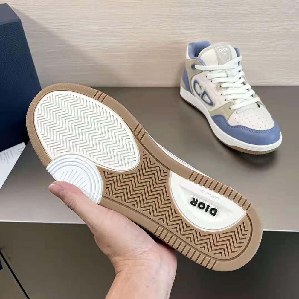 Dior Men B57 Mid-Top Sneaker Blue and Cream Smooth Calfskin and Beige Suede - image 10