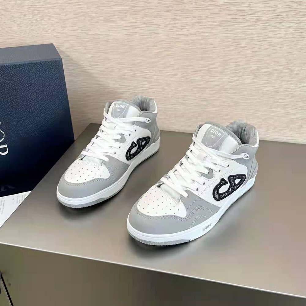 Dior Men B57 Mid-Top Sneaker Gray and White Smooth Calfskin - image 4