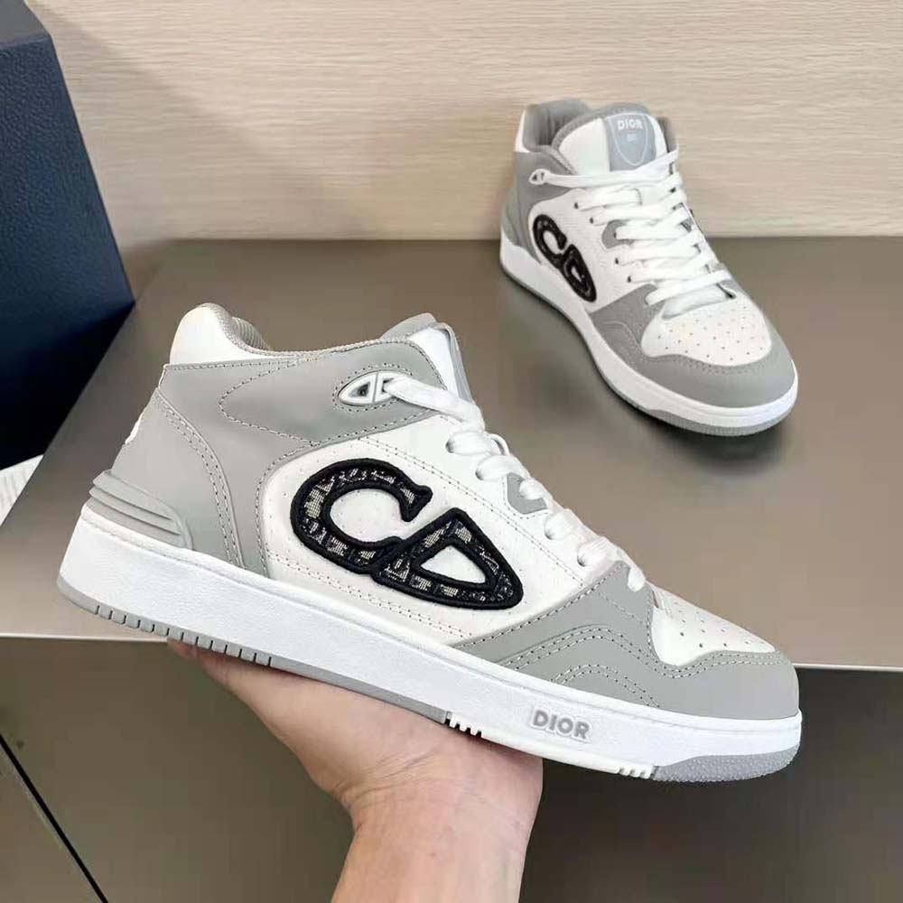 Dior Men B57 Mid-Top Sneaker Gray and White Smooth Calfskin - image 5