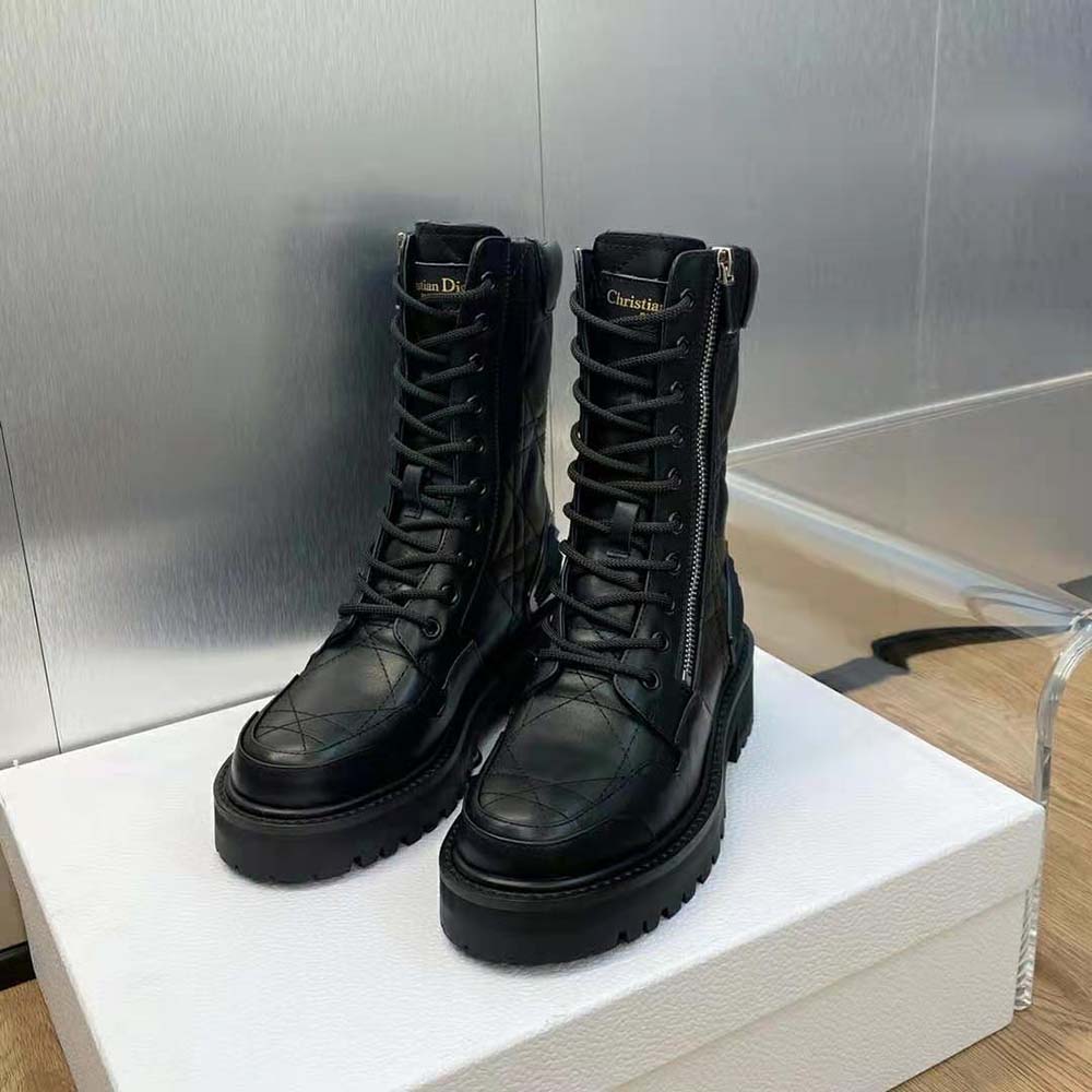 Dior Women D-Leader Ankle Boot showcasing silver-tone hardware and zip detail