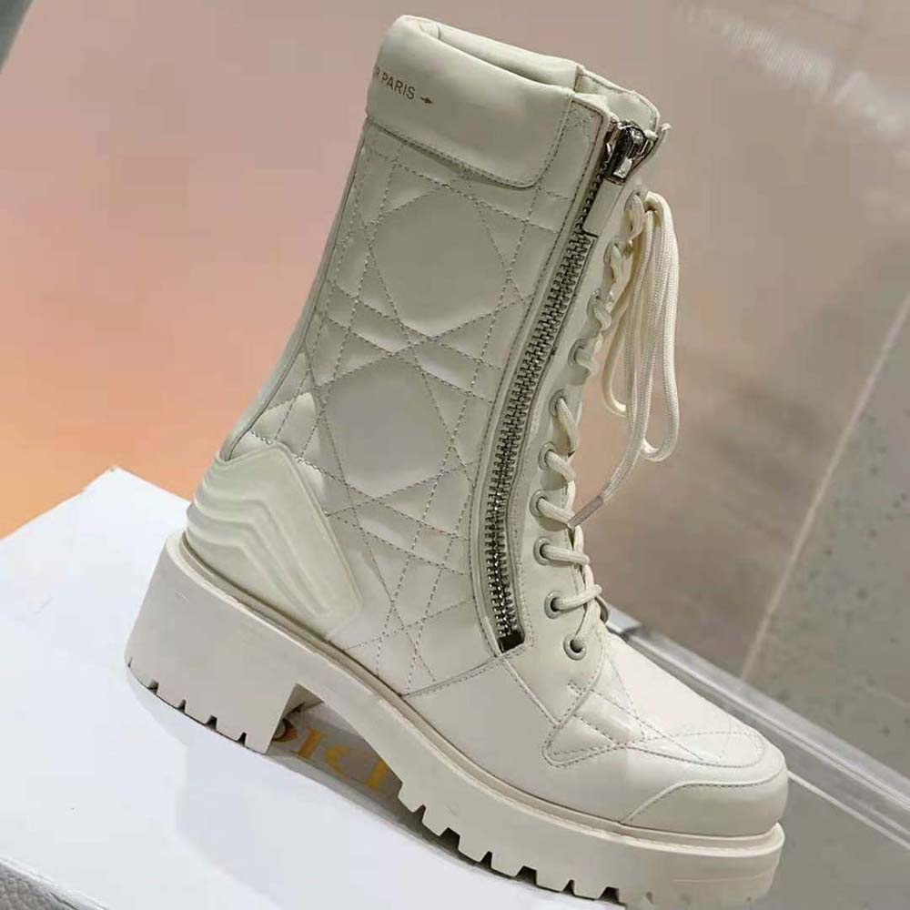Dior Women D-Leader Ankle Boot White Quilted Cannage Calfskin - image 4