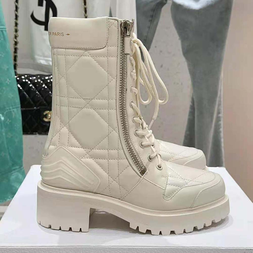 Dior Women D-Leader Ankle Boot White Quilted Cannage Calfskin - image 5