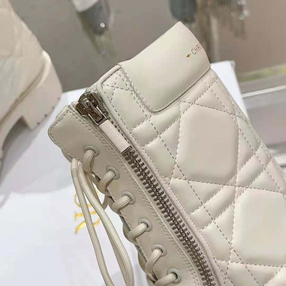 Dior Women D-Leader Ankle Boot White Quilted Cannage Calfskin - image 8