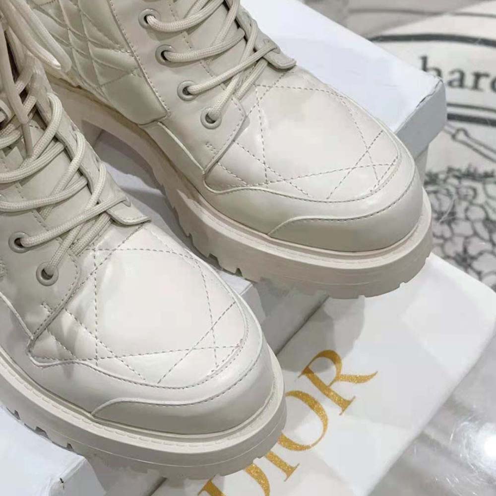 Dior Women D-Leader Ankle Boot White Quilted Cannage Calfskin - image 9