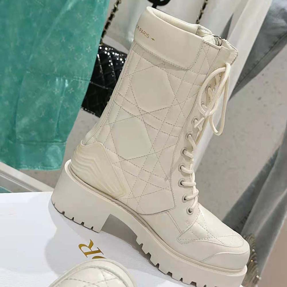 Dior Women D-Leader Ankle Boot White Quilted Cannage Calfskin - image 6